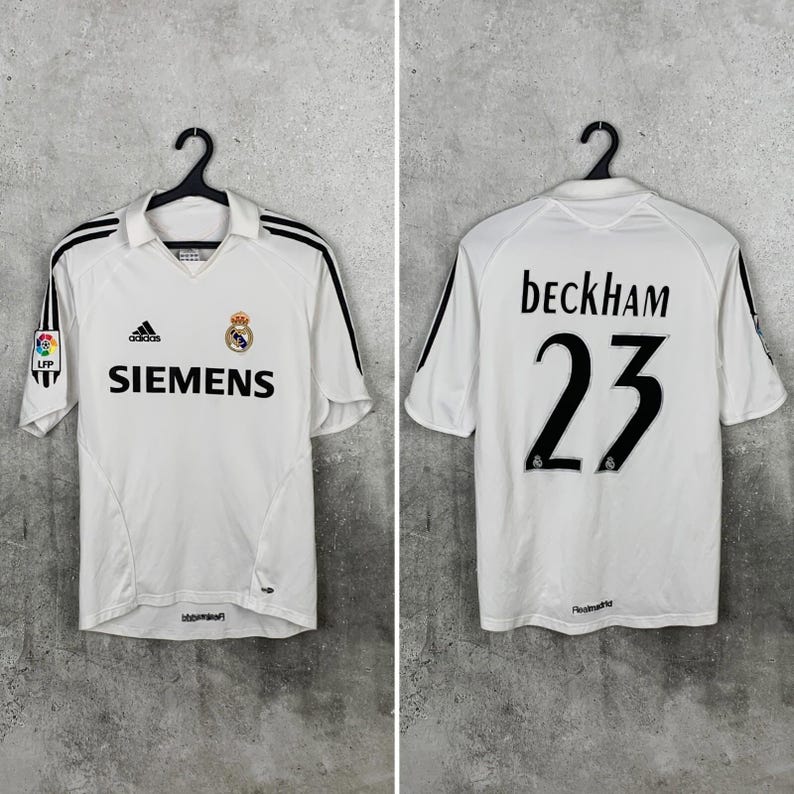 Vintage 2005 2006 Real Madrid Home Football Shirt #23 Beckham Adidas Jersey Size S image 1