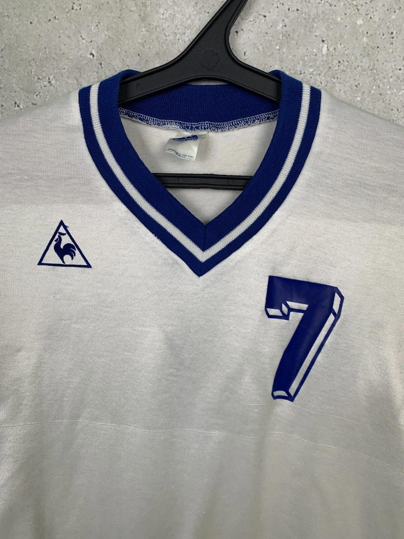 Vintage 1970s Le Coq Sportif Football Shirt #7 France Template Jersey Size S image 3