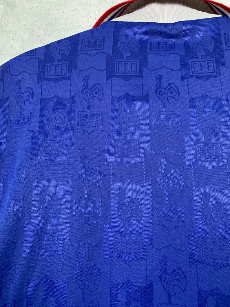 Camiseta de fútbol de la selección francesa de local, temporada 1996/1998, marca Adidas, talla M. imagen 6
