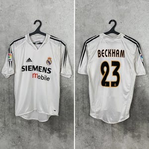 Vintage 2004/2005 Real Madrid Home Football Shirt #23 Beckham Adidas Jersey Size S image 1