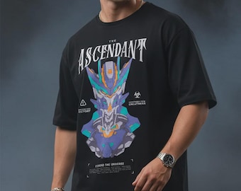 Camiseta negra extragrande con estampado gráfico Ascendant