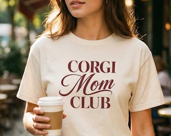 Corgi Mom Gift - Corgi Mom Club Shirt - Vintage Typography Tee for Dog Lovers