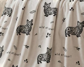 Corgi Mom Gift - Corgi Pattern Blanket - Wild at Heart Dog Lover Throw