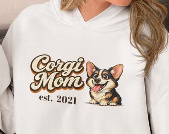 Corgi Mom Gift - Personalized Tricolor Corgi Hoodie - Matching Corgi Family Set