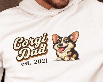 Corgi Dad Gift - Personalized Tricolor Corgi Hoodie - Matching Corgi Family Set