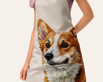 Corgi Apron - Painted Corgi Baking Apron - Corgi Lover Gift
