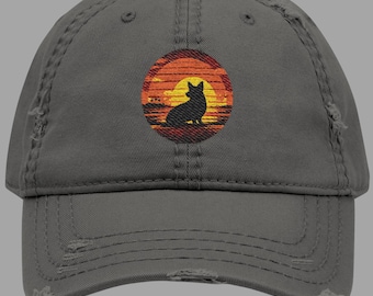 Corgi Hat - Distressed Corgi Dad Hat - Retro Dog Lover Cap