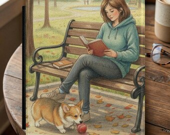 Corgi Kindle Case - Paperwhite Cover for Book Lovers - Park Reading Scene