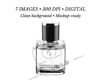 Perfume Bottle Mockup Photo Set – Clear Glass Branding (Digital Download)