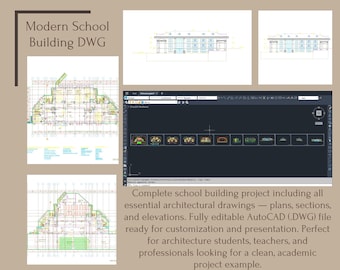 Architectural School Project DwG | Full AutoCAD Drawing Set (Plans, Sections, Elevations)