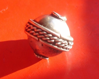 Moroccan hand made round tarnished ornate bead   W12 mm