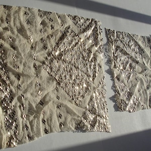 Antique Egyptian white and SILVER colour assuit tulle Coptic piece with DIAMONDS design - VARIOUS