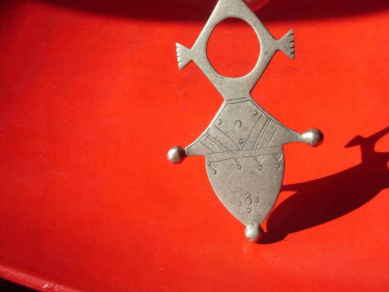 Niger Tuareg cross hand engraved double sided pendant L85 mm 画像 5