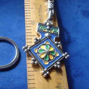 Moroccan Tuareg style cross enamel BLUE pendant or keyring L44 mm image 7