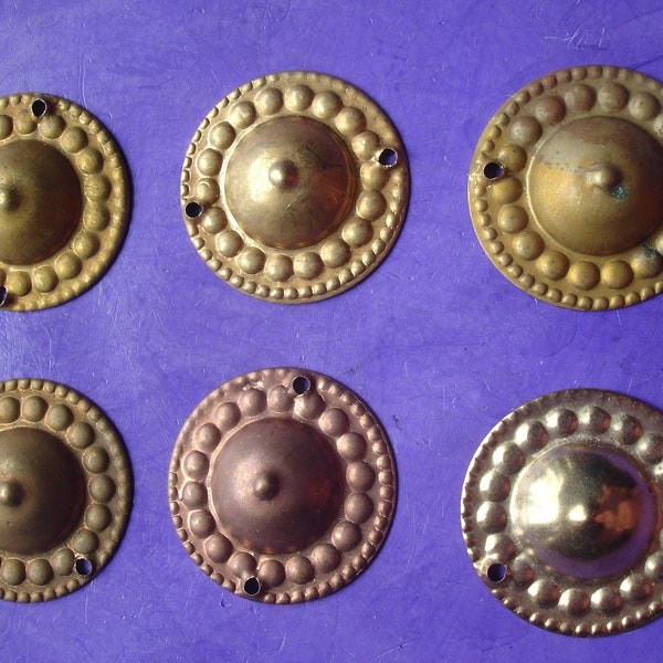 10 x Turkoman style embossed buttons with two holes - VARIOUS COLOURS    28 mm