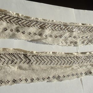 Antique Egyptian white and SILVER colour assuit tulle Coptic piece with a V design - VARIOUS