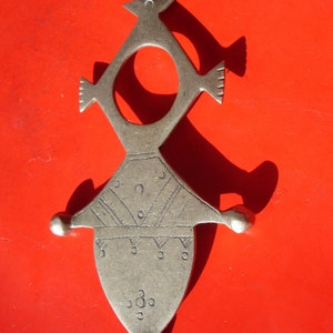 Niger Tuareg cross hand engraved double sided pendant L85 mm 画像 2