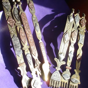 Moroccan BRASS and COPPER yad flat hamsa hand pointer pendant - VARIOUS