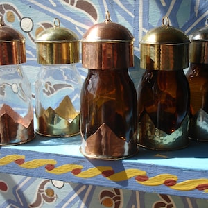 Marocchino martellato a mano - rame, ottone o acciaio - bottiglia di vetro vuota trasparente o marrone 30 ml H80 mm