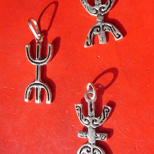 Moroccan SILVER with BLACK enamel zeed free man Tifinagh Amazigh alphabet pendant or earring - various