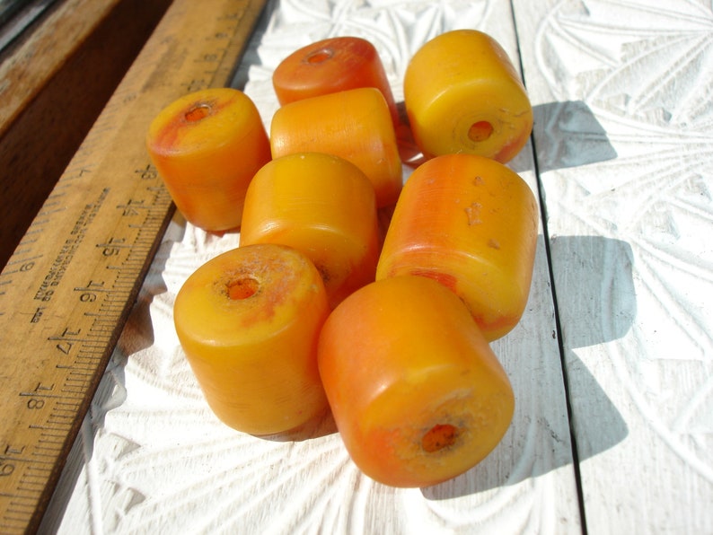 Medium Moroccan orange amber synthetic resin bead 20 x 16mm