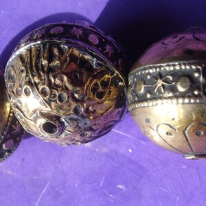 Moroccan BRASS gold colour hand made bead with stars and moons - VARIOUS