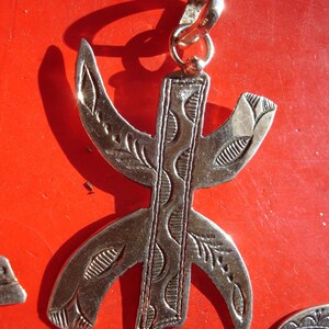 SILVER Moroccan hand engraved zeed free man Tifinagh Amazigh alphabet pendant VARIOUS designs L45 mm Scallop arms + legs