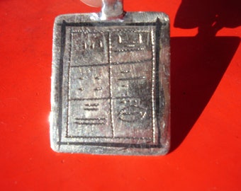 Niger Tuareg hand engraved Amazigh Tifinagh alphabet pendant with SIX squares  L33 mm