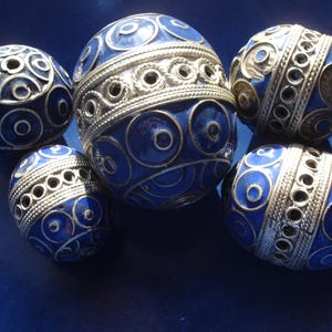 Moroccan BLUE enamel focal bead - VARIOUS