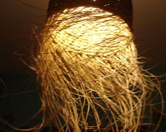 Moroccan handmade rattan, bohemian light pendant, openwork lamp shade  L40 cm