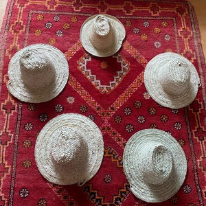 Moroccan Arobia Berber straw raffia sun Panama taraza hat boater