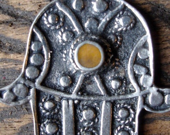 Moroccan Hand tarnished pendant