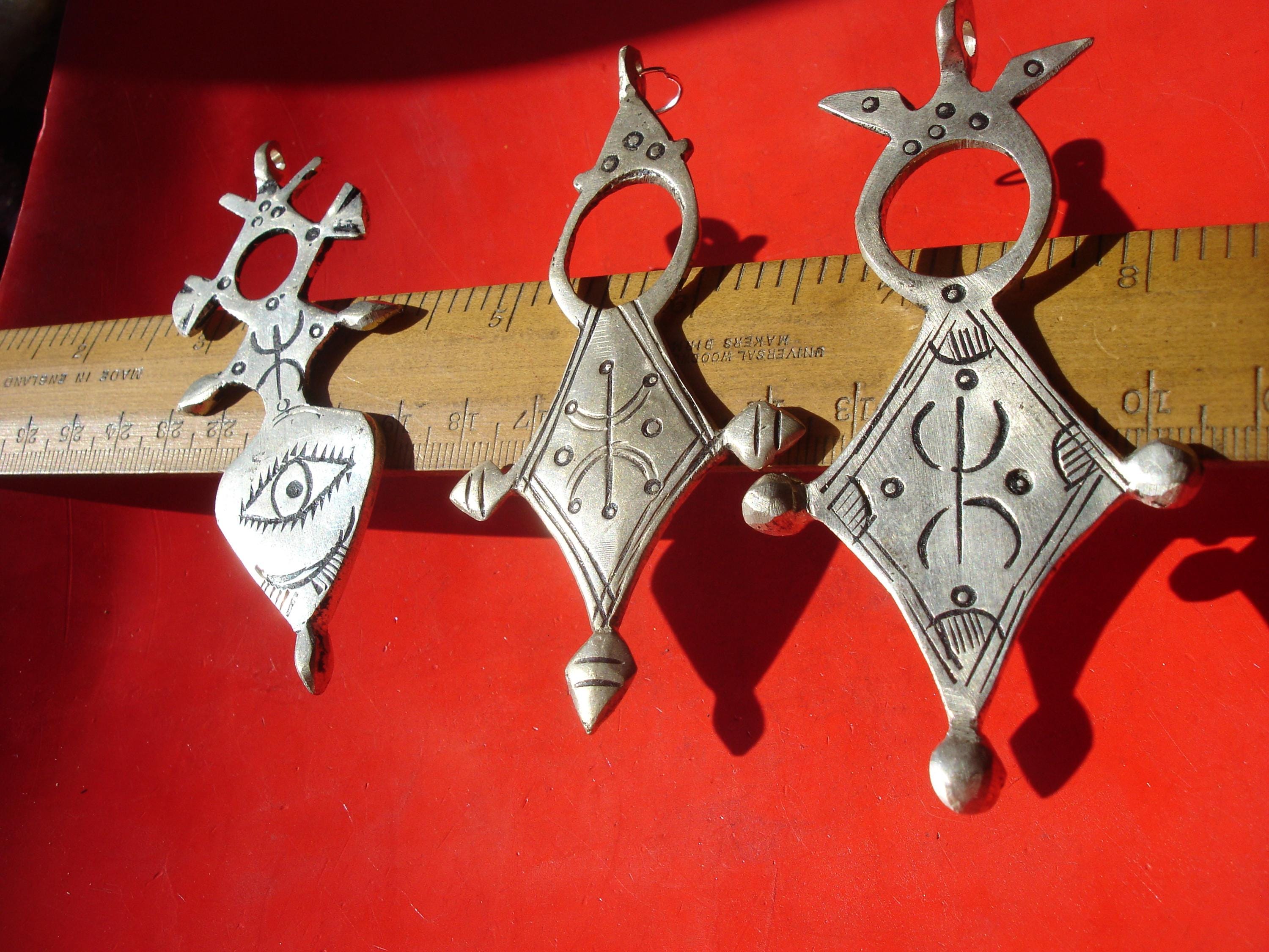 Moroccan Tuareg Style Cross Hand Engraved Pendant With Moroccan Tuareg Style Cross Hand Engraved Pendant With