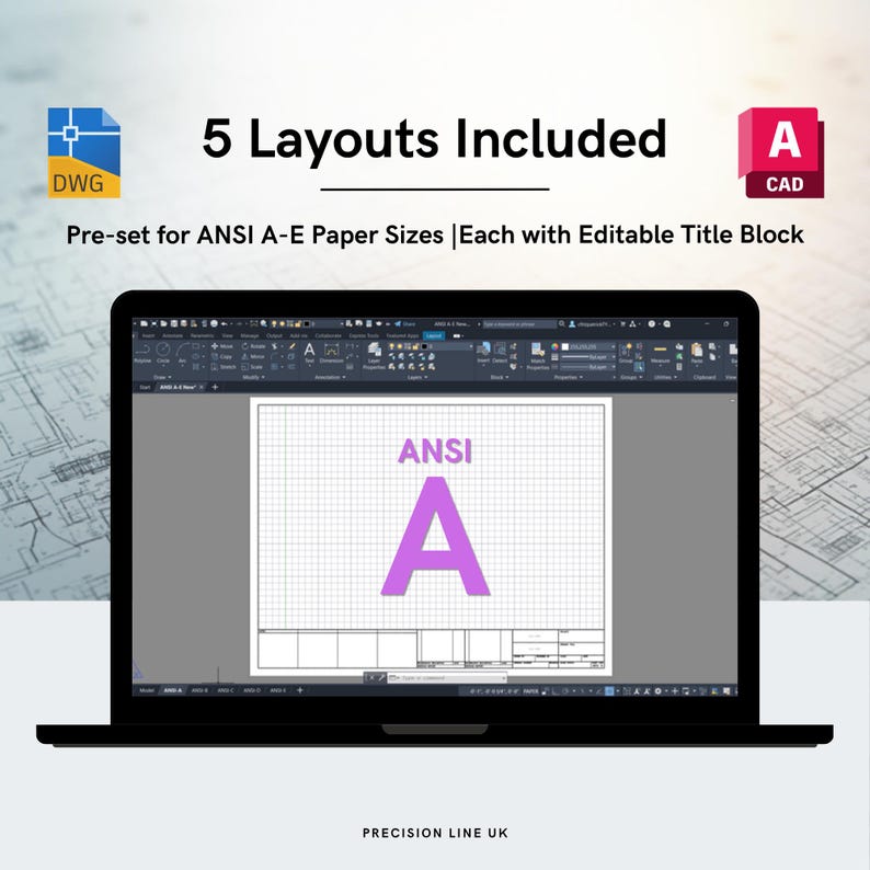 Autocad ANSI A-E Title Block Template - US Inches - Editable DWG ...