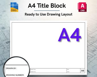 AutoCAD ISO A4 Minimal Layout Title Block Template - Editable DWG Layout (Digital Download)