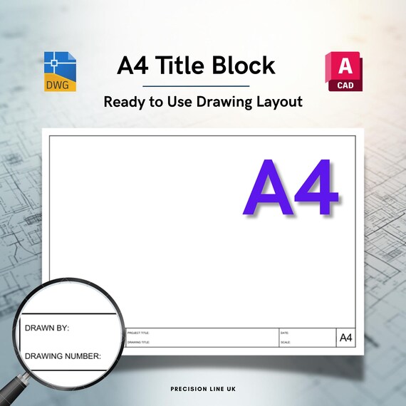 AutoCAD ISO A4 Minimal Layout Title Block Template - Editable DWG Layout (Digital Download)