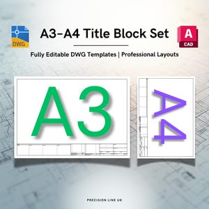 Autocad ISO A3-A4 Titelblock DWG Layout-Vorlagen | Kleine Projekte, Studienarbeit für Studenten (Digitaler Download)