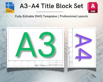 AutoCAD ISO A3-A4 Title Block DWG Layout Templates | Small Projects, Student Coursework (Digital Download)
