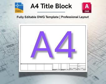 AutoCAD ISO A4 Title Block Template - Editable DWG Layout (Digital Download)