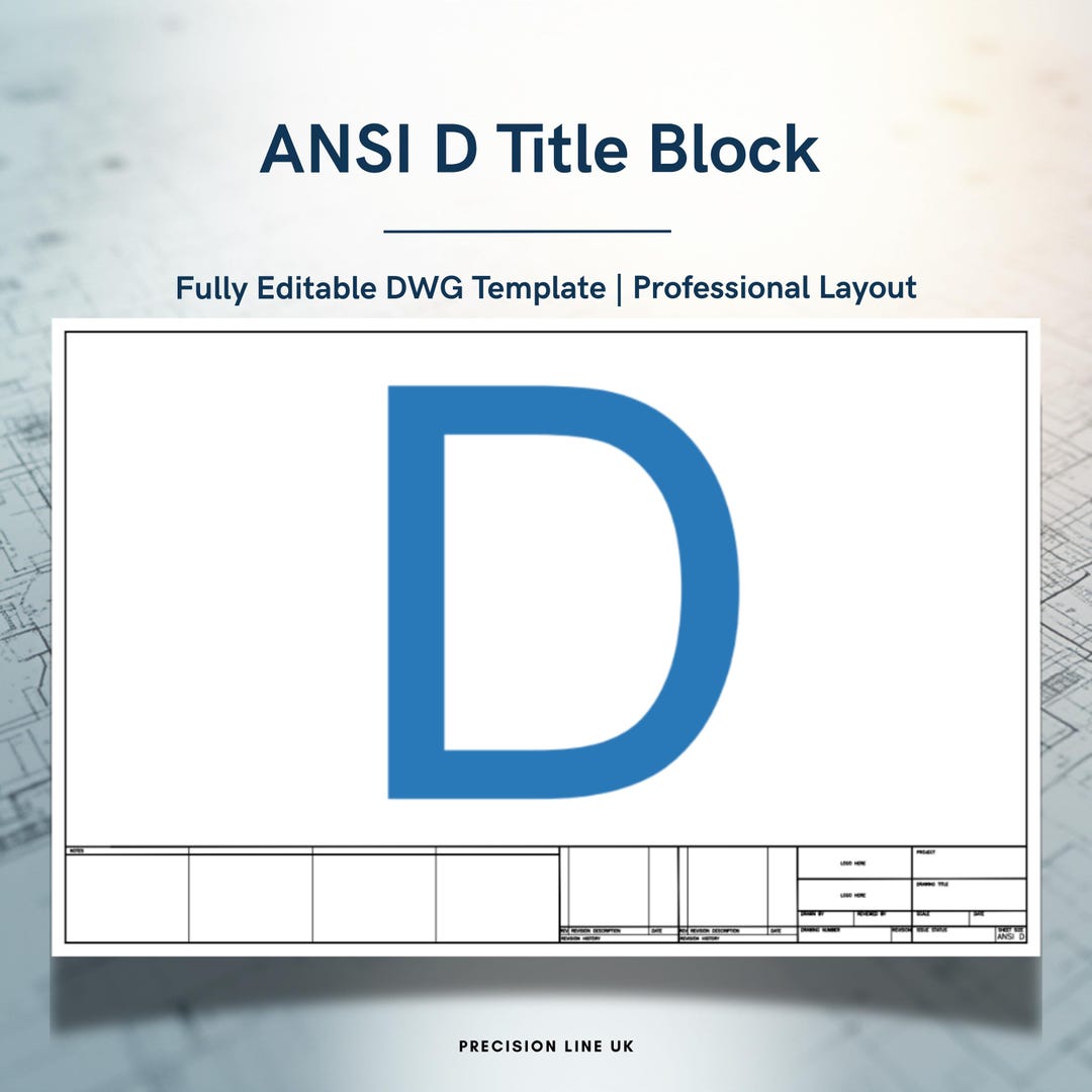 Autocad ANSI D Title Block Template | US Imperial Inches | Editable DWG ...