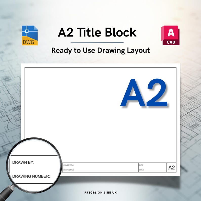 AutoCAD ISO A2 Minimal Layout Title Block Template - Editable DWG Layout (Digital Download) image 1