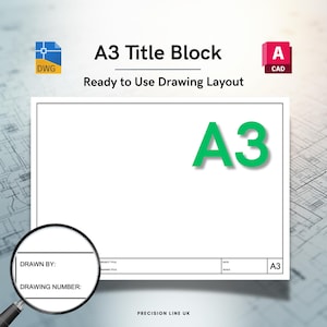 AutoCAD ISO A3 Minimal Layout Title Block Template - Editable DWG Layout (Digital Download) image 1