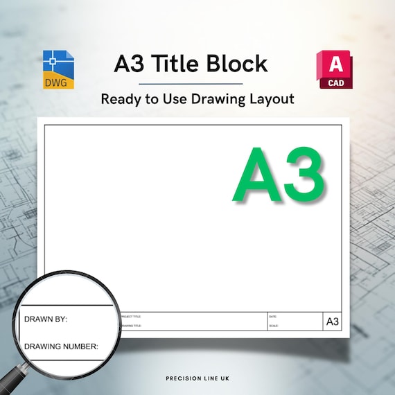 AutoCAD ISO A3 Minimal Layout Title Block Template - Editable DWG Layout (Digital Download)