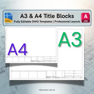 AutoCAD ISO A3-A4 Title Block DWG Layout Templates | Small Projects, Student Coursework (Digital Download)