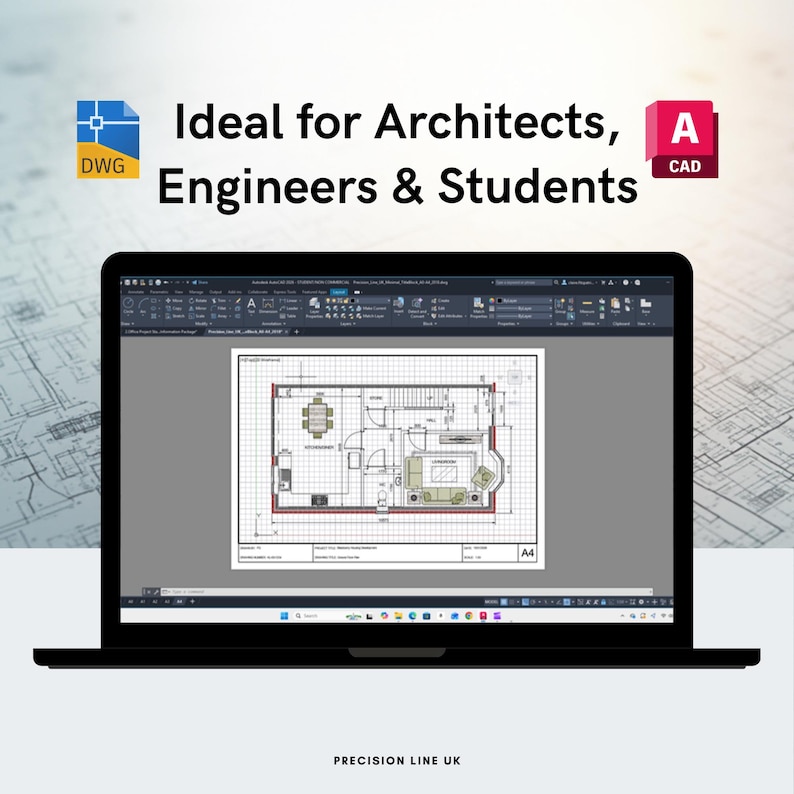 AutoCAD ISO A2 Minimal Layout Title Block Template - Editable DWG Layout (Digital Download) image 3