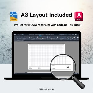 AutoCAD ISO A3 Minimal Layout Title Block Template - Editable DWG Layout (Digital Download) image 2