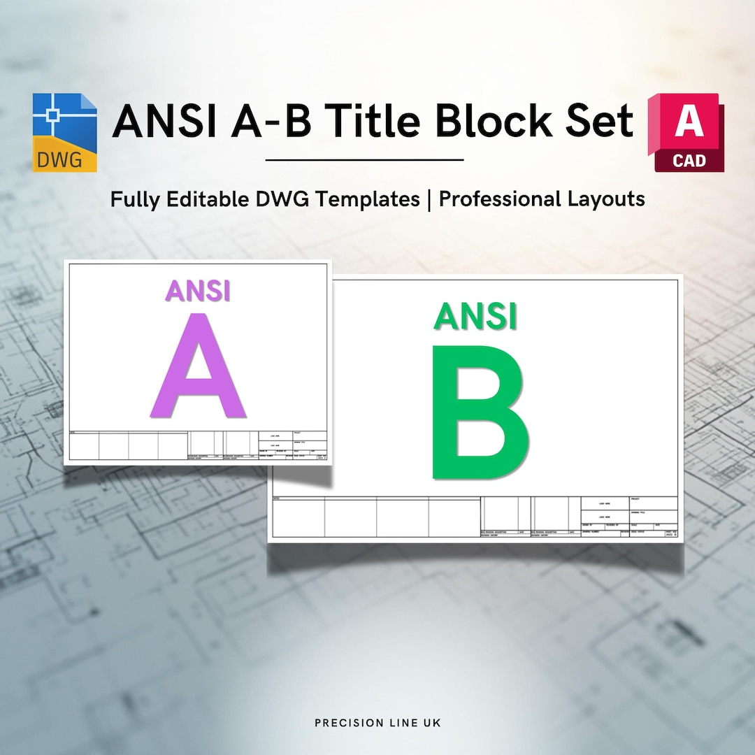 Autocad ANSI A (letter), ANSI B (tabloid) Title Blocks: Editable DWG ...