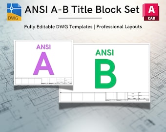 Autocad ANSI A (Letter), ANSI B (Tabloid) Titelblöcke: Bearbeitbare DWG-Layout-Vorlagen (Digitaler Download)