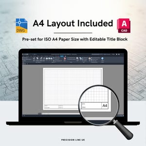 AutoCAD ISO A4 Minimal Layout Title Block Template - Editable DWG Layout (Digital Download) image 2