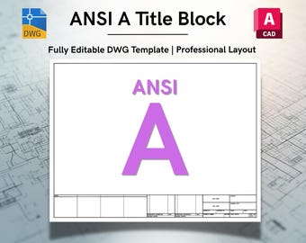 AutoCAD ANSI A (Letter) Title Block Template | US Imperial Inches | Editable DWG Layout (Digital Download)
